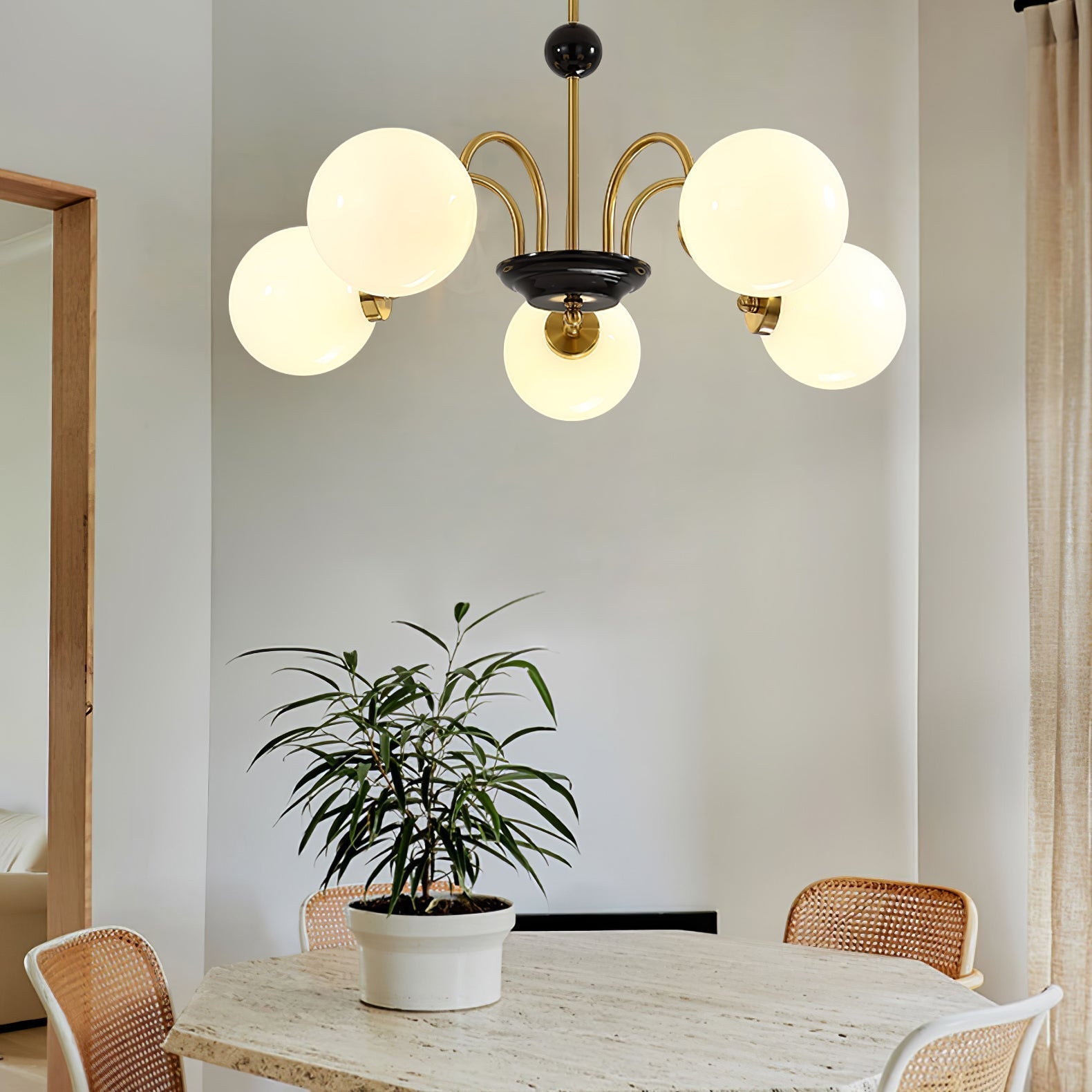 Halion Chandelier Rod Frame and White