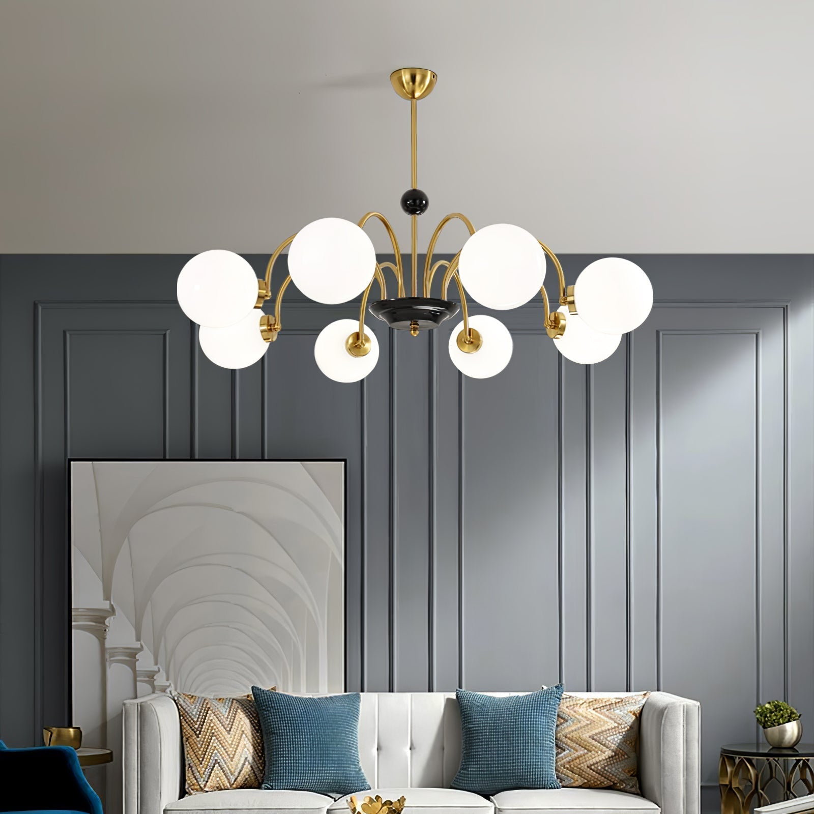 Halion Chandelier Rod Frame and White