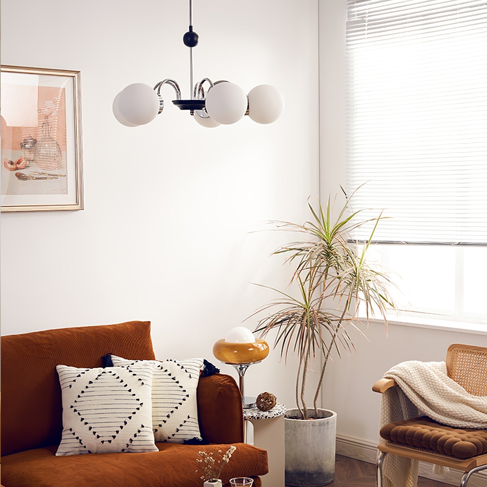 Halion Chandelier Rod Frame and White