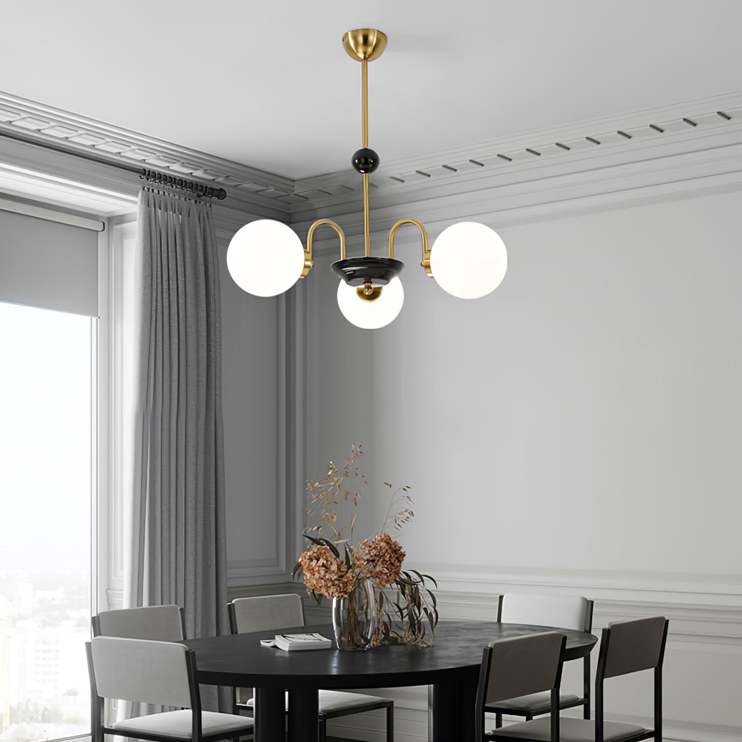 Halion Chandelier Rod Frame and White