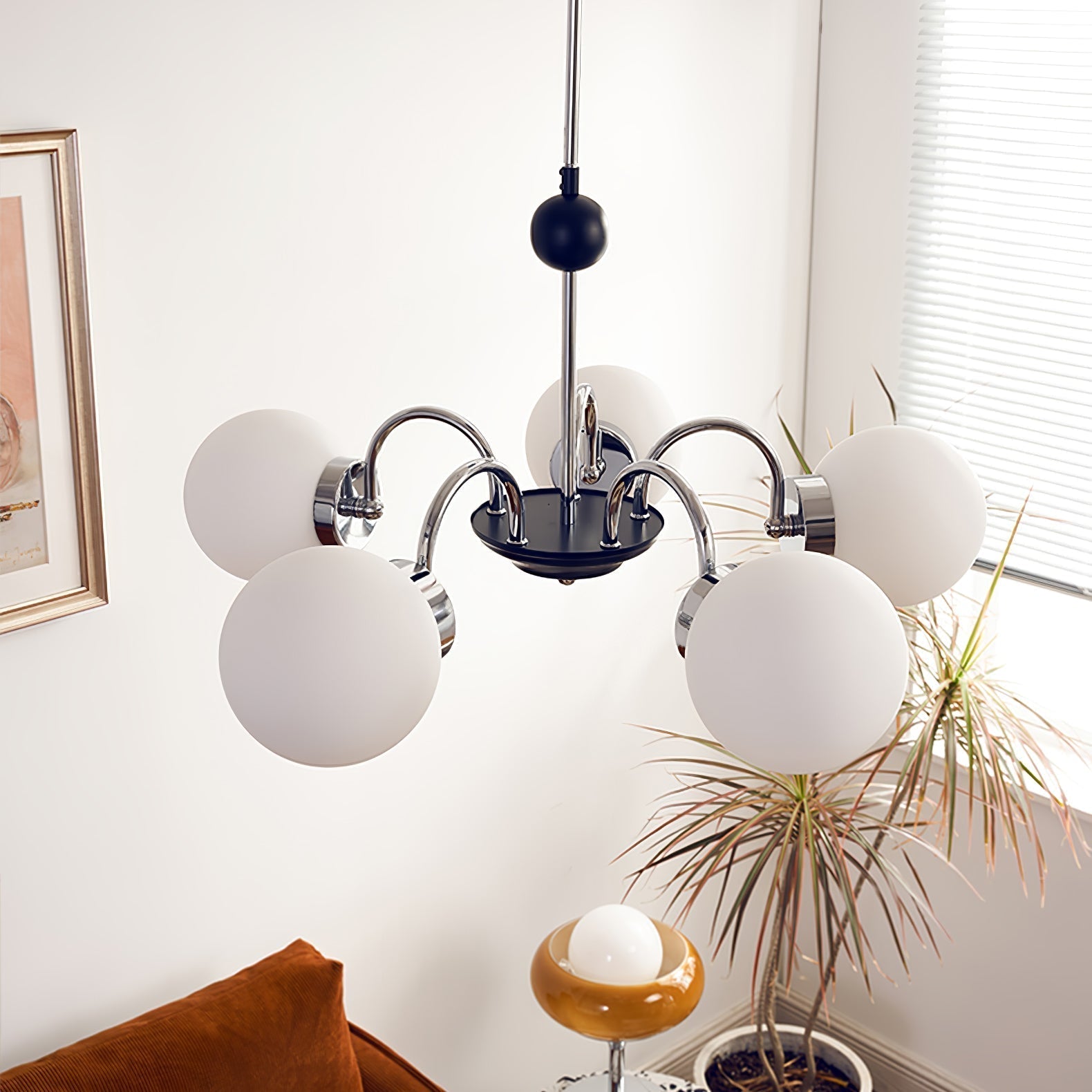 Halion Chandelier Rod Frame and White