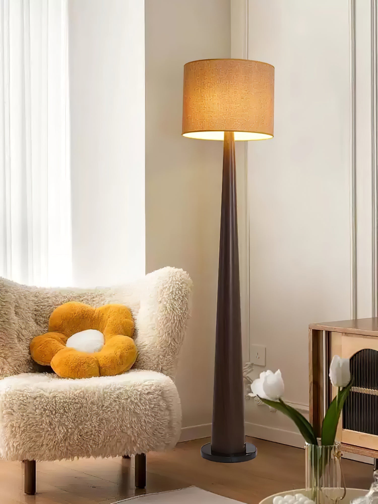 Ersilir Cylindrical Wood Floor Lamp