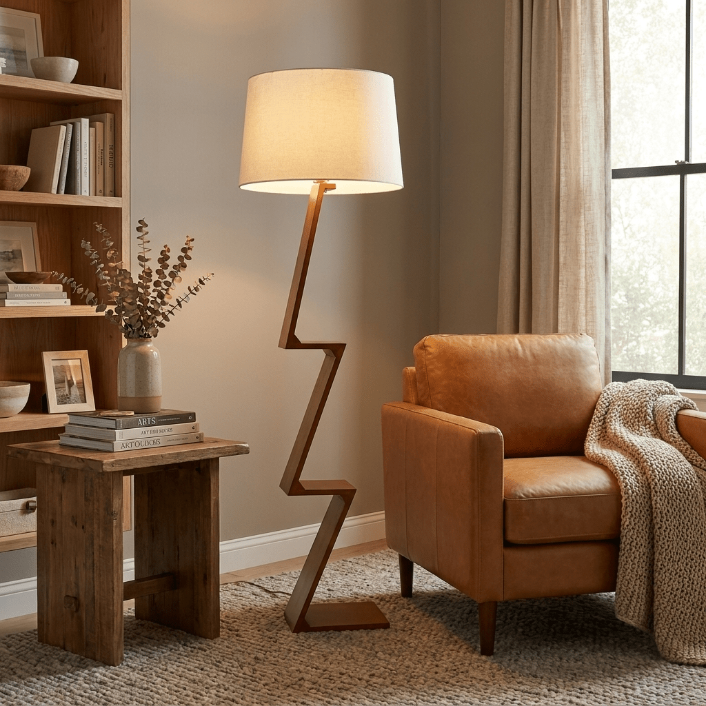 Zigzag Solid Wood Floor Lamp