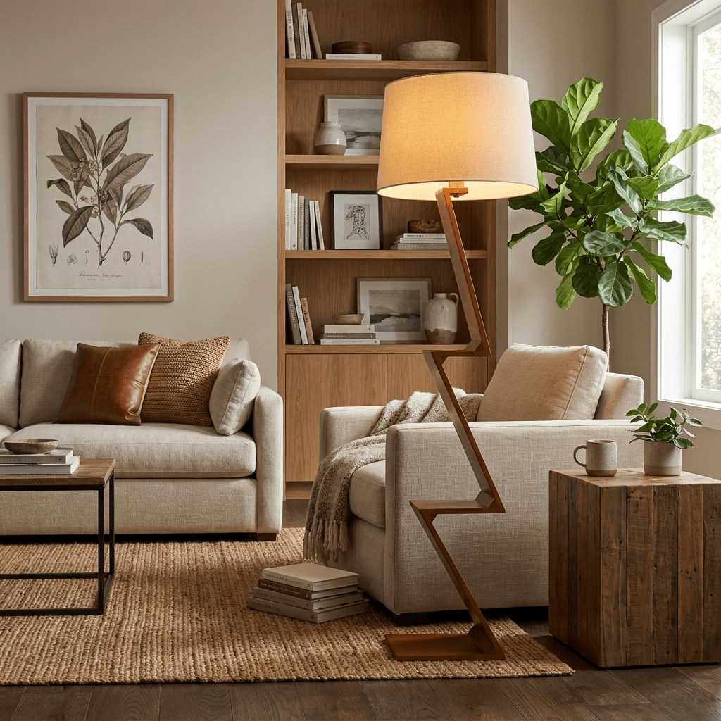 Zigzag Solid Wood Floor Lamp