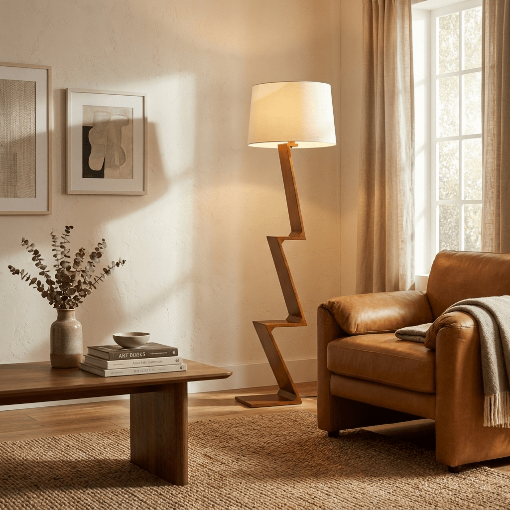 Zigzag Solid Wood Floor Lamp