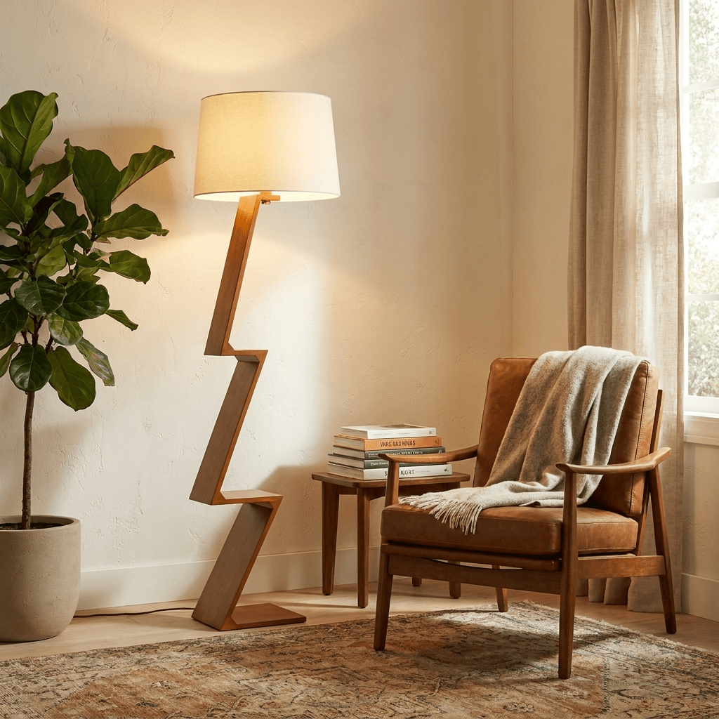 Zigzag Solid Wood Floor Lamp