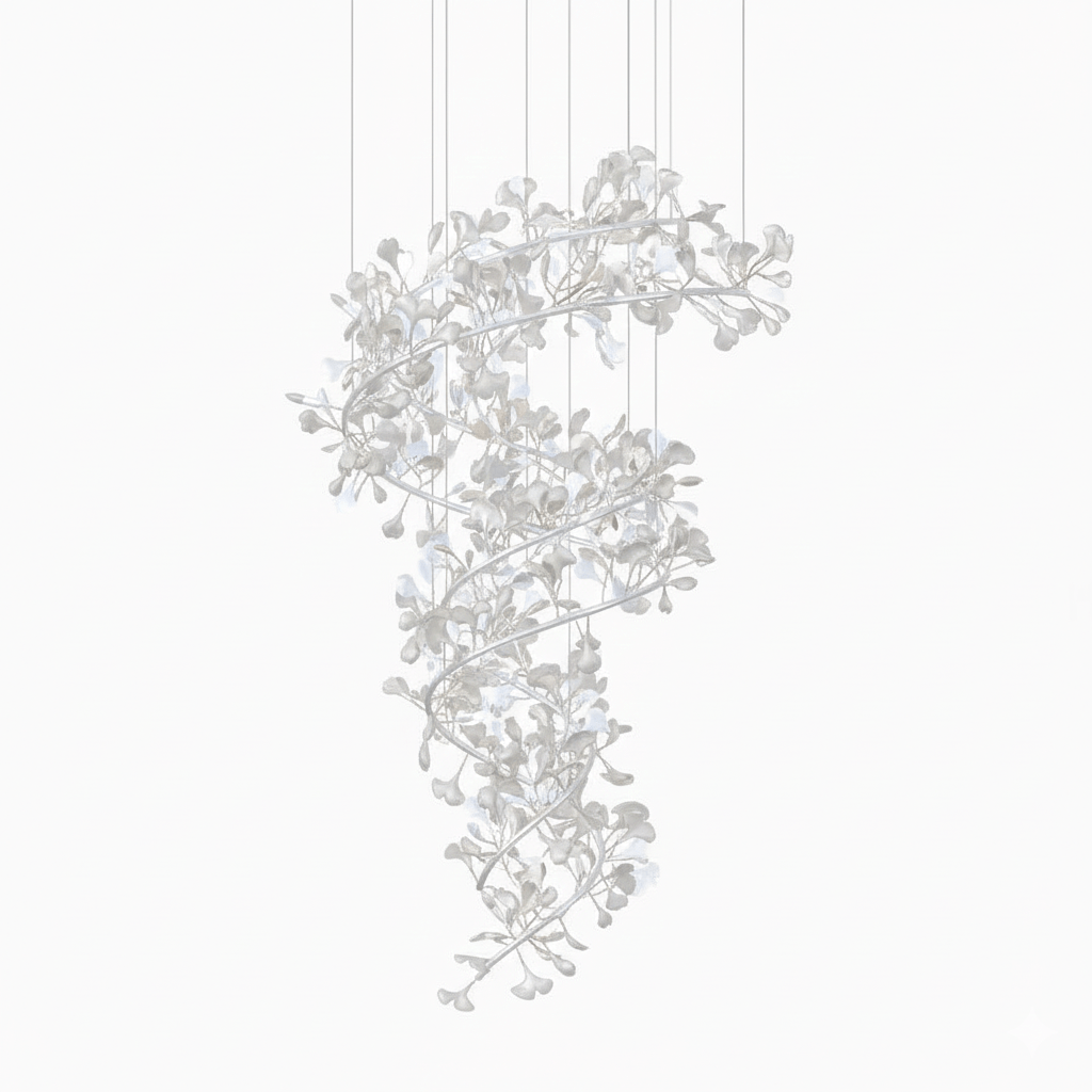 Gingko Ring Chandelier Ceramic Staircase Luxury