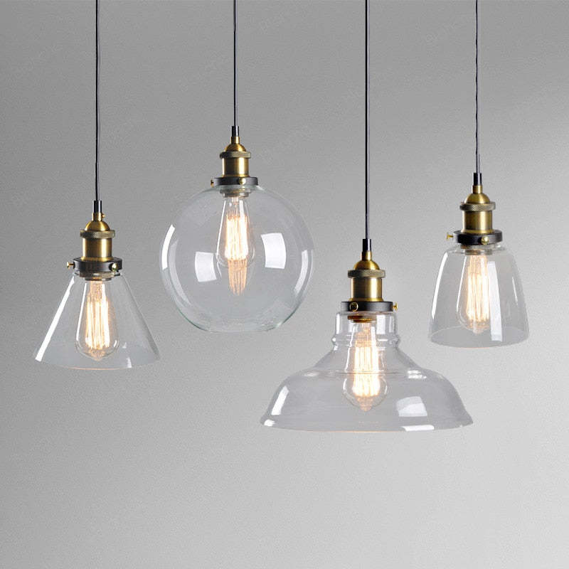 Arisha Industrial /Glass Pendant Light Dining Room