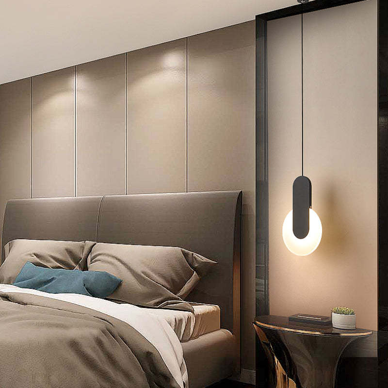 Arisha Modern Minimalist LED Hanging Pendant Lights Black White Bedroom