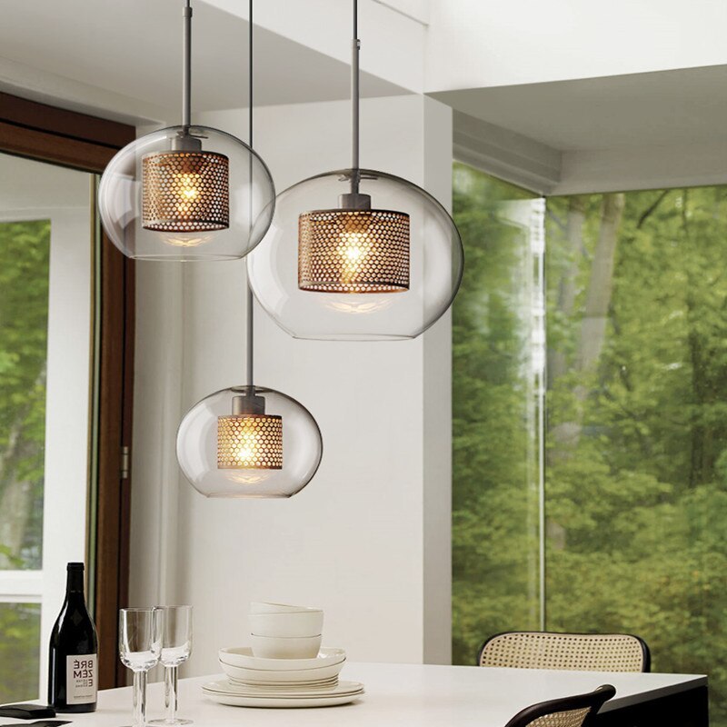 Arisha Golden Pendant Light, /Glass, Globe/Cylindric
