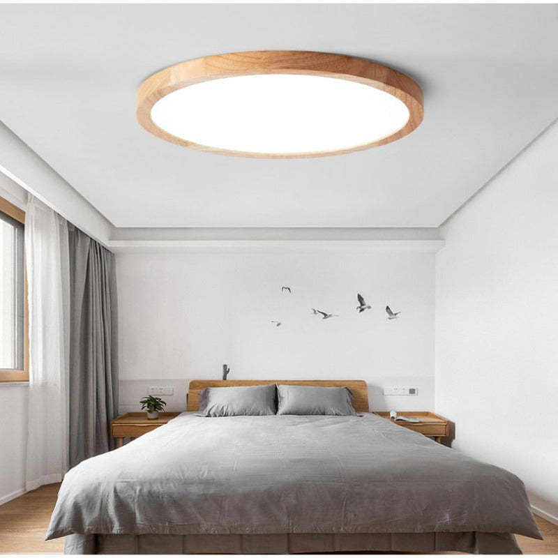 Muto Modern Wood Round Flush Mount Ceiling Lights Living Room
