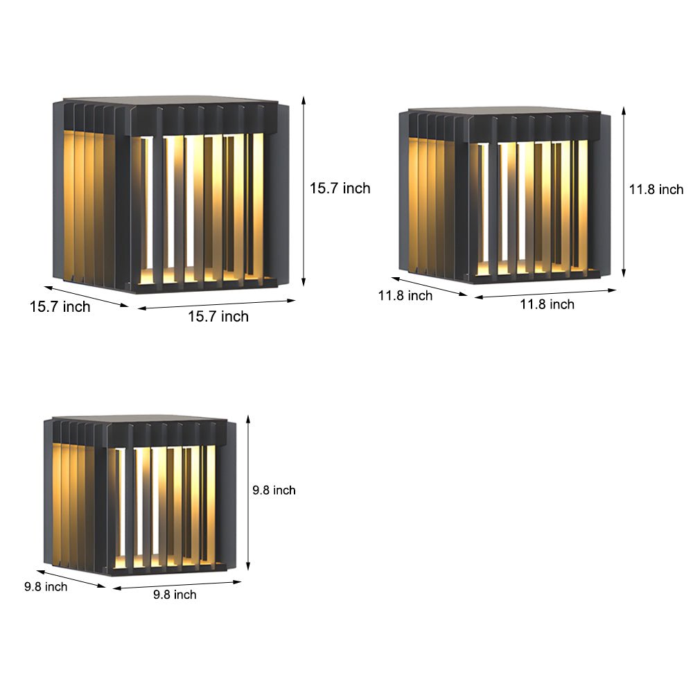 Freen Square Pier-Mount Wired Steel Outdoor Post Pillar Light
