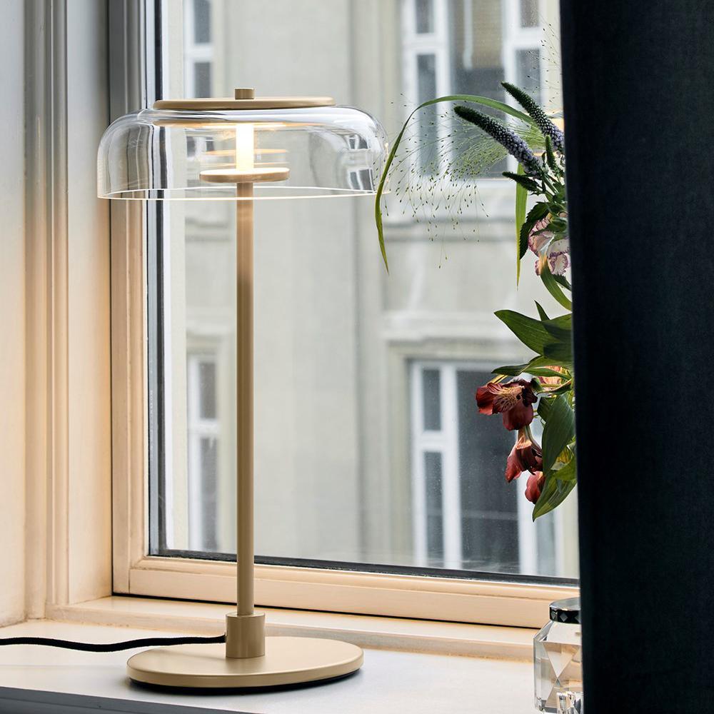 Rinelette Table Lamp Clear Glass Shade Wood Base