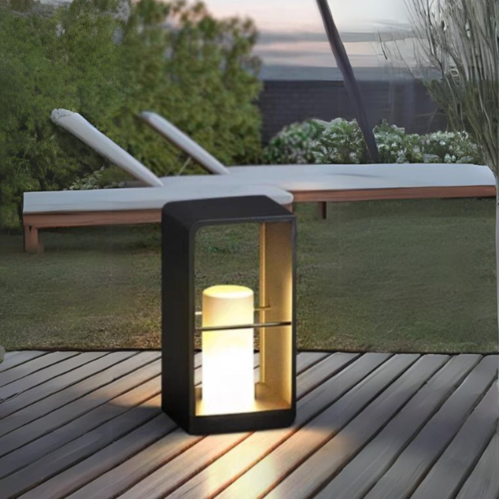 Ray Minimalist Metal Cuboid Candle Outdoor Floor Light