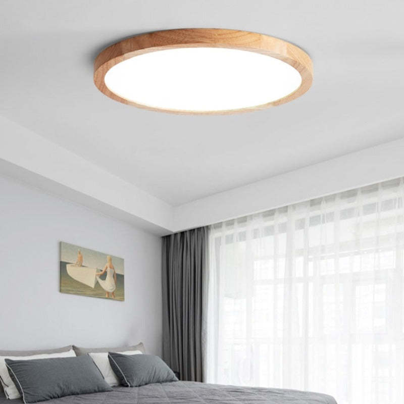 Muto Modern Wood Round Flush Mount Ceiling Lights Living Room