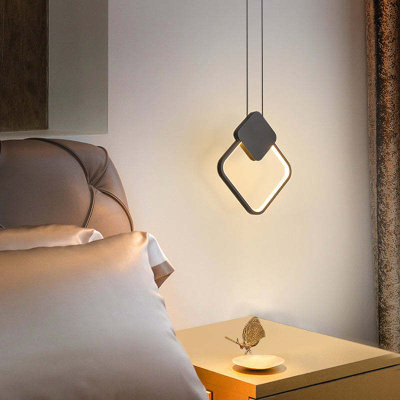 Arisha Modern Minimalist LED Hanging Pendant Lights Black White Bedroom