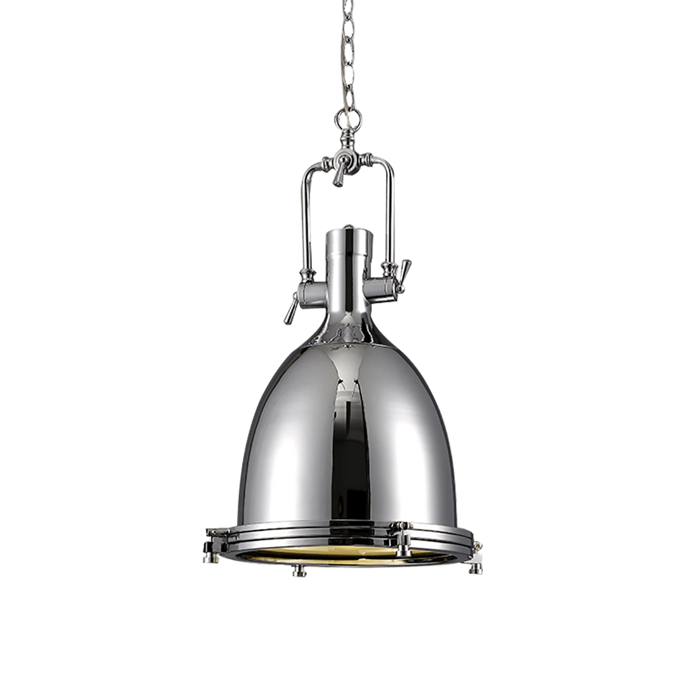 Silven Pendant Lamp Brass Ribbed Dome Industrial