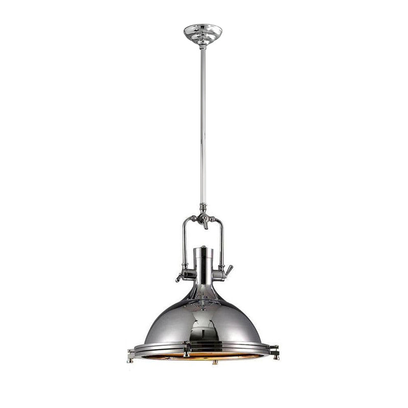 Silven Pendant Lamp Brass Ribbed Dome Industrial