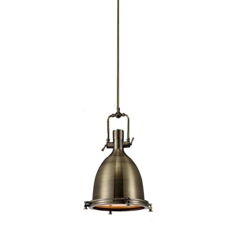 Silven Pendant Lamp Brass Ribbed Dome Industrial