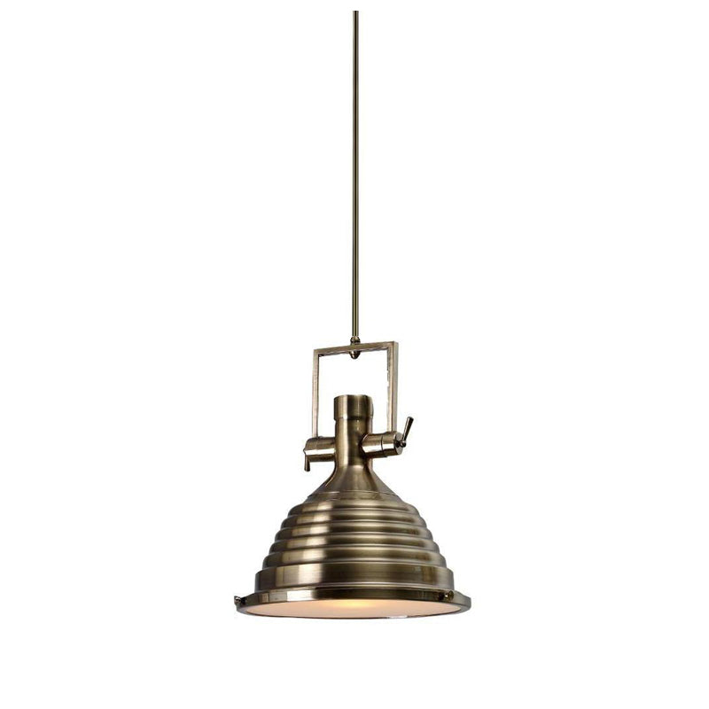 Silven Pendant Lamp Brass Ribbed Dome Industrial