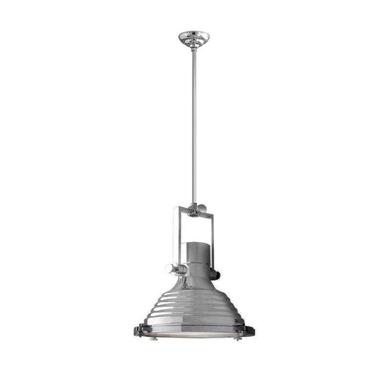Silven Pendant Lamp Brass Ribbed Dome Industrial