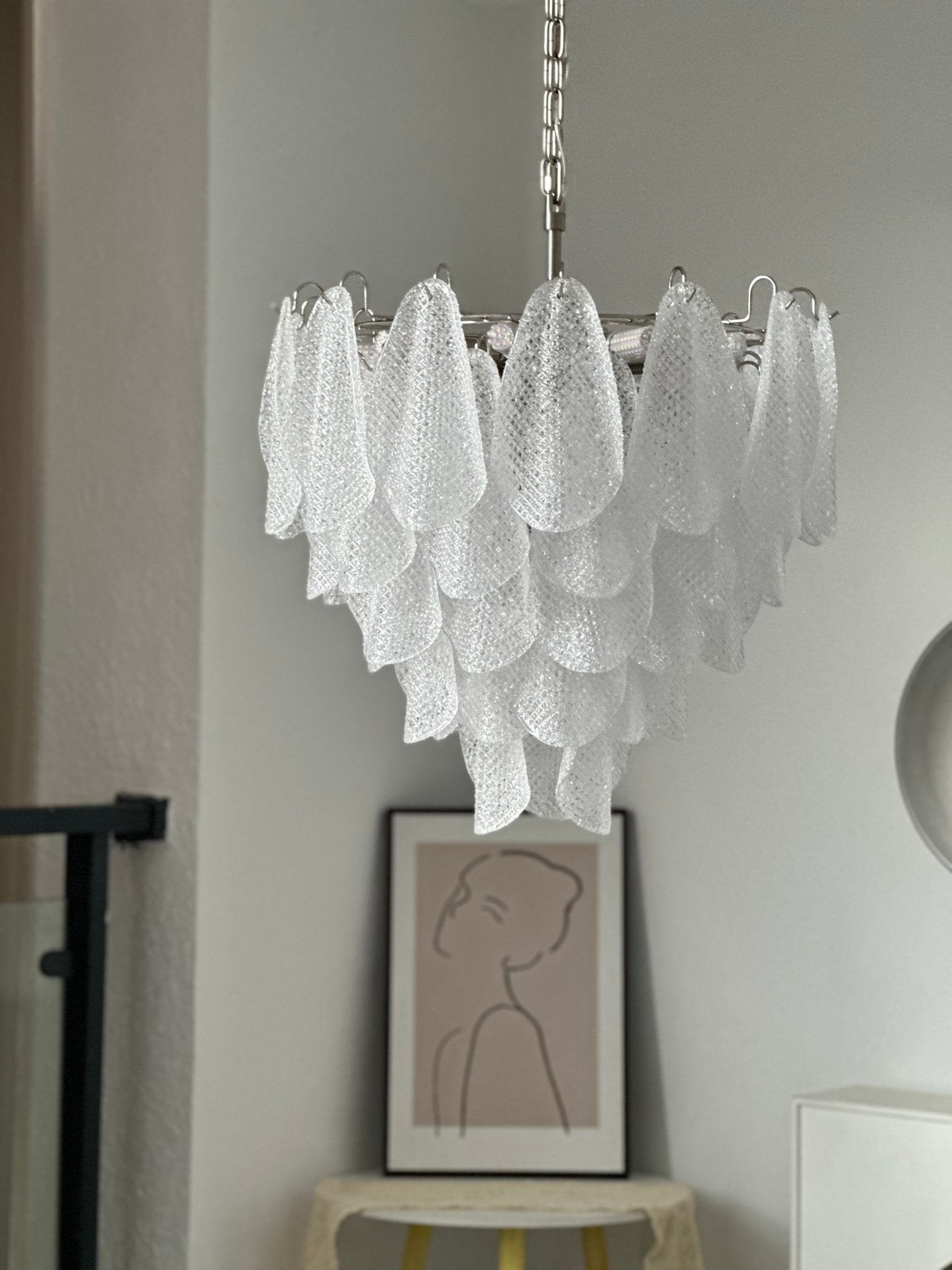 Prelit Glass Teardrop Chandelier