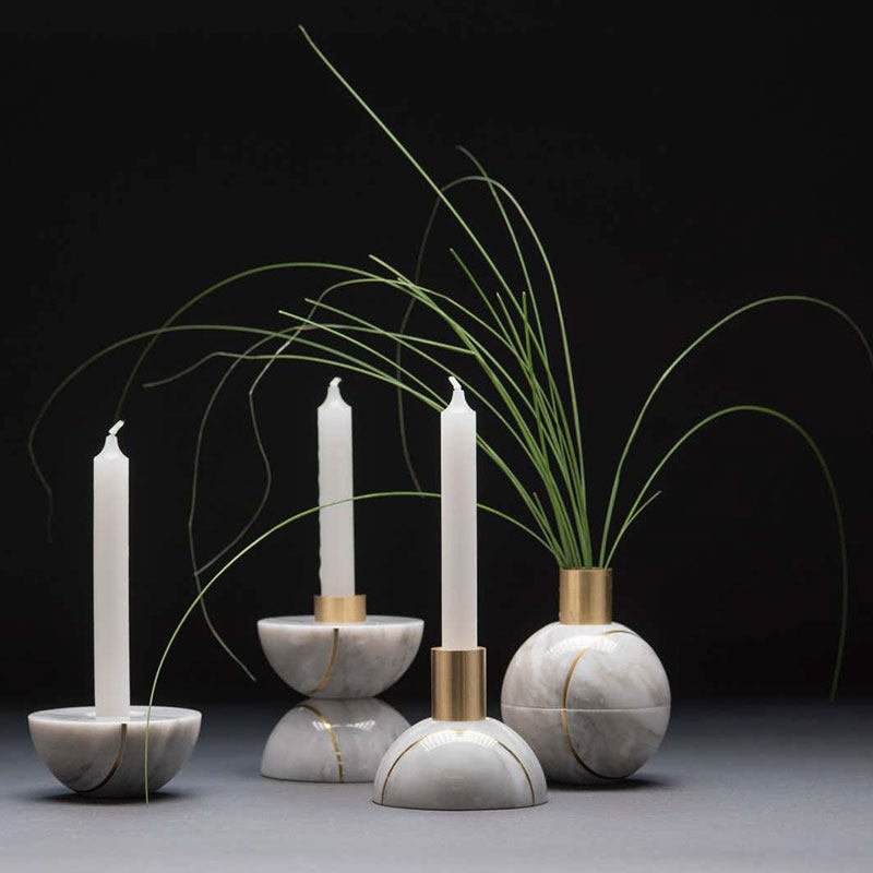 Axis Sphere Marble Candle Holder