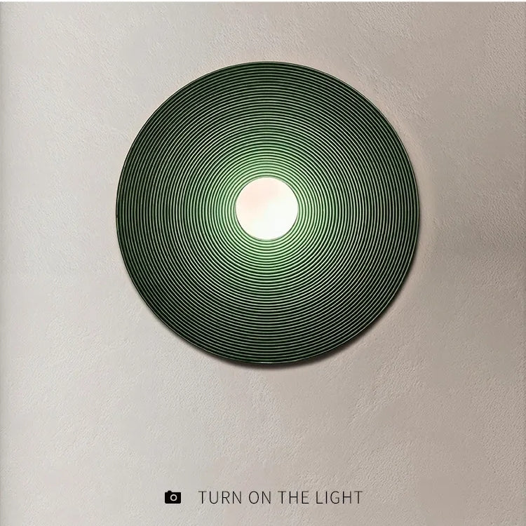 Aria Modern Round Indoor Wall Lamp Wood Bedroom Living Room