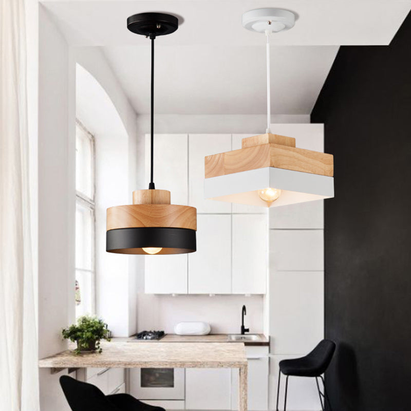 Valentina Modern Square Round Pendant Light Wood Living Room