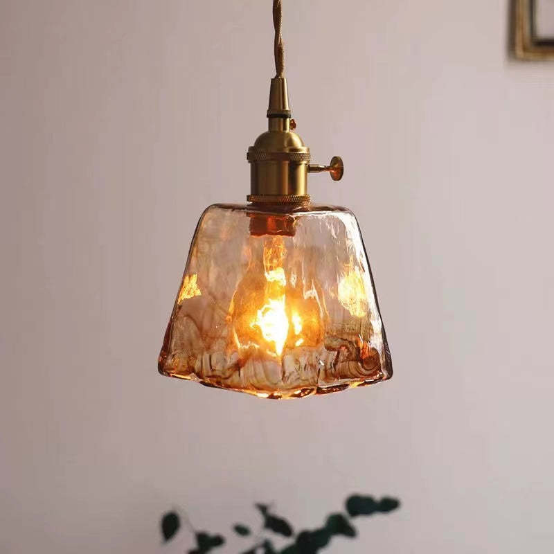 Arisha Vintage Style Industrial Pendant Light Retro Glass Brass
