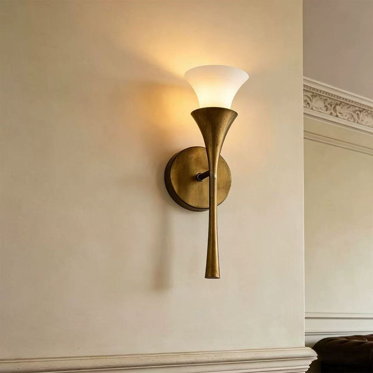 Solalette Brass Double Cone Wall Sconce