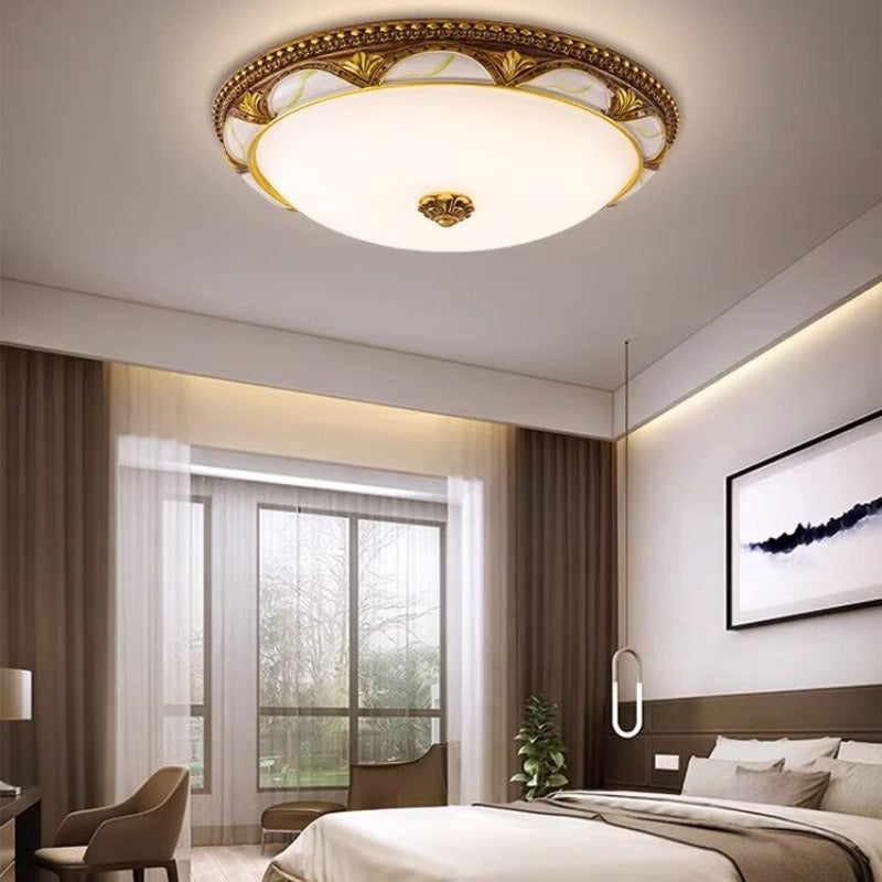 Silva Floral Retro Flush Mount Ceiling Light Antique Brass Living Room