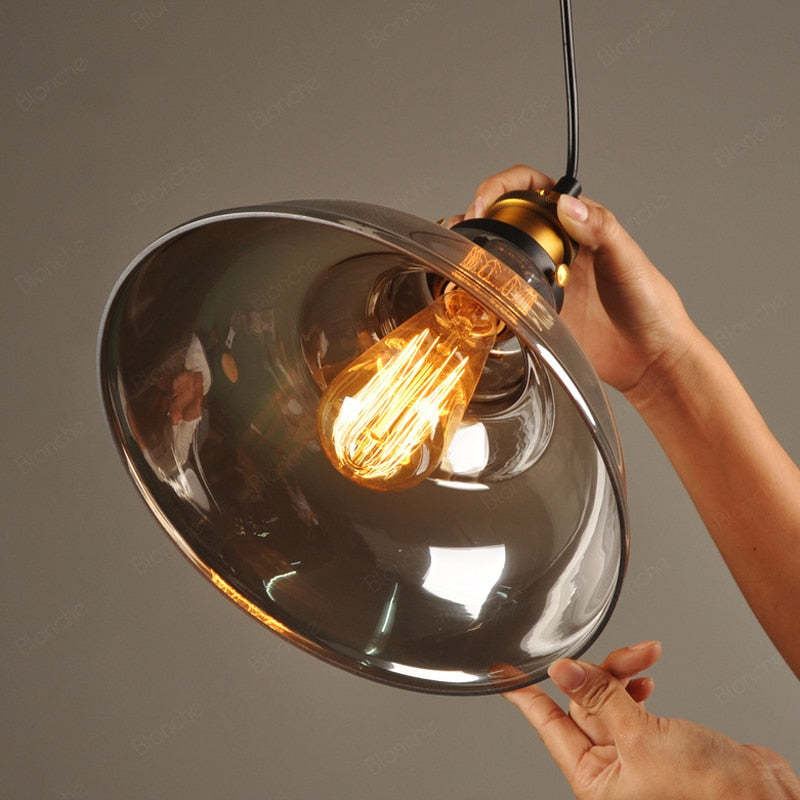 Arisha Industrial /Glass Pendant Light Dining Room