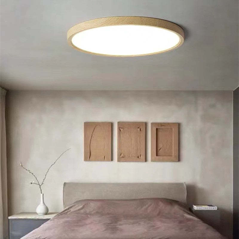 Muto Modern Wood Round Flush Mount Ceiling Lights Living Room