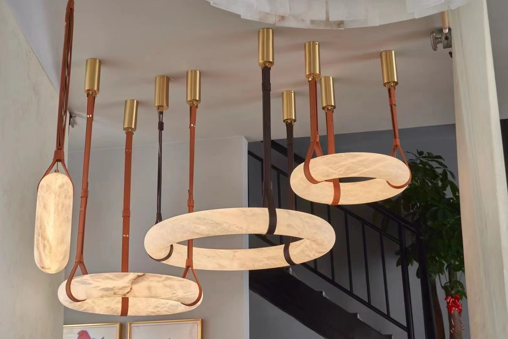 Tarys Alabaster Chandeliers Ring Leather Strap Version B
