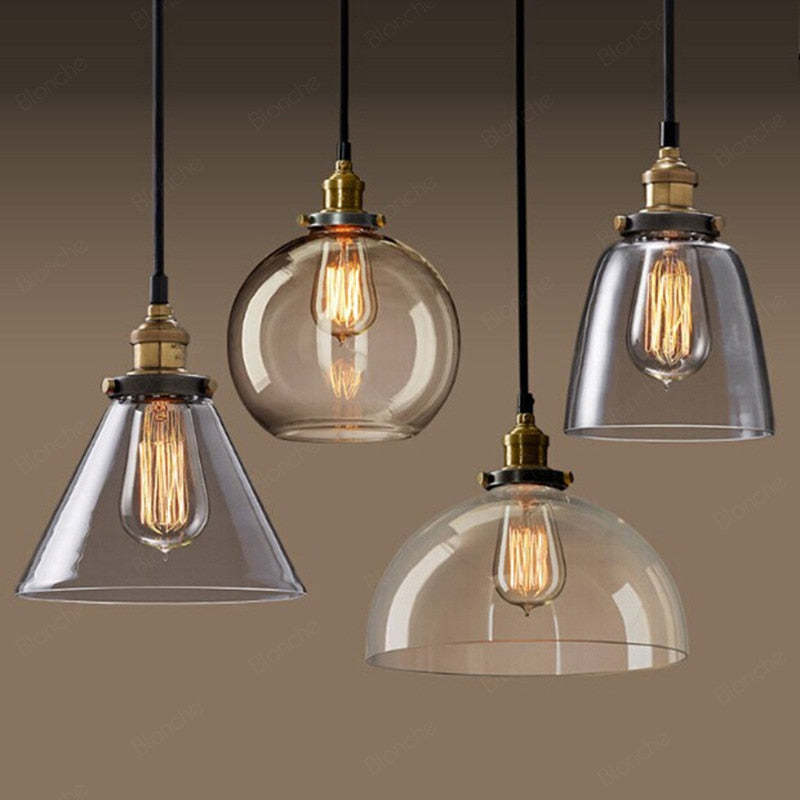 Arisha Industrial /Glass Pendant Light Dining Room