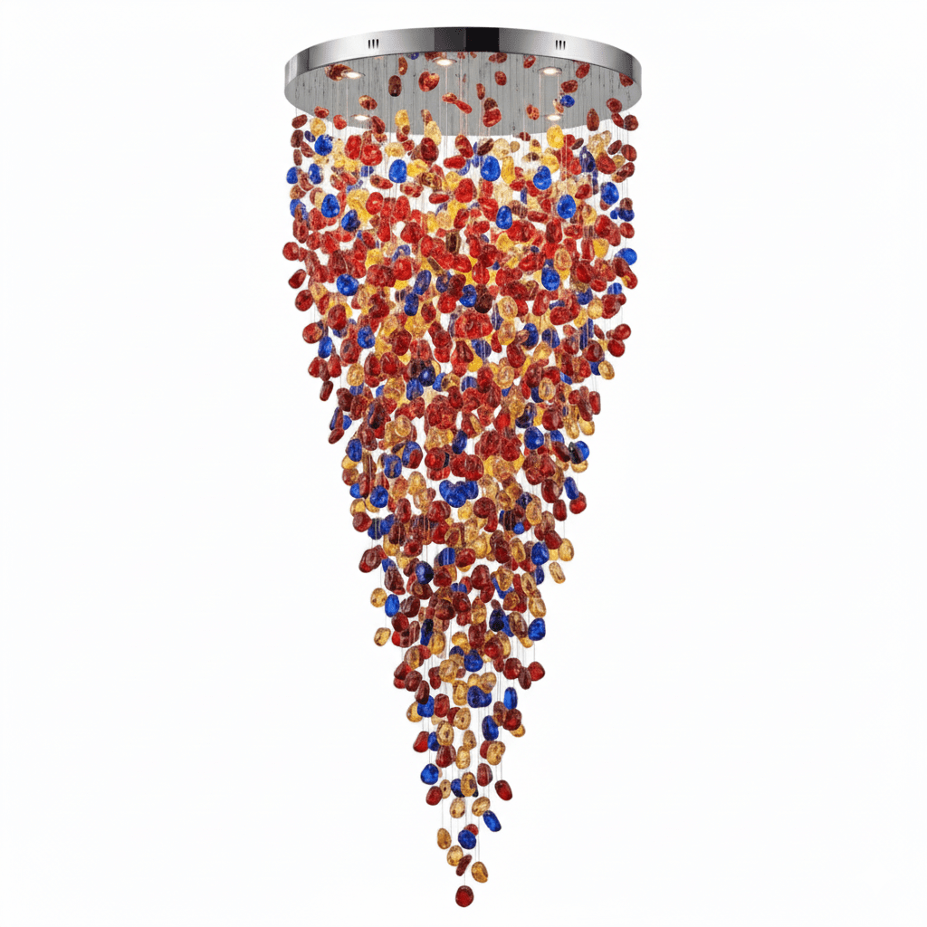 Polychrome Mineral Quartz Cascade Chandelier