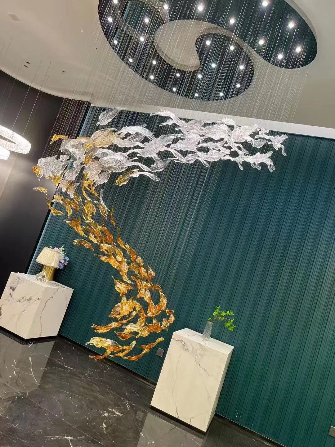 Aetherial Glass Leaf Chandelier