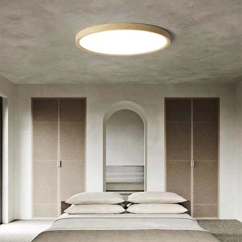 Muto Modern Wood Round Flush Mount Ceiling Lights Living Room