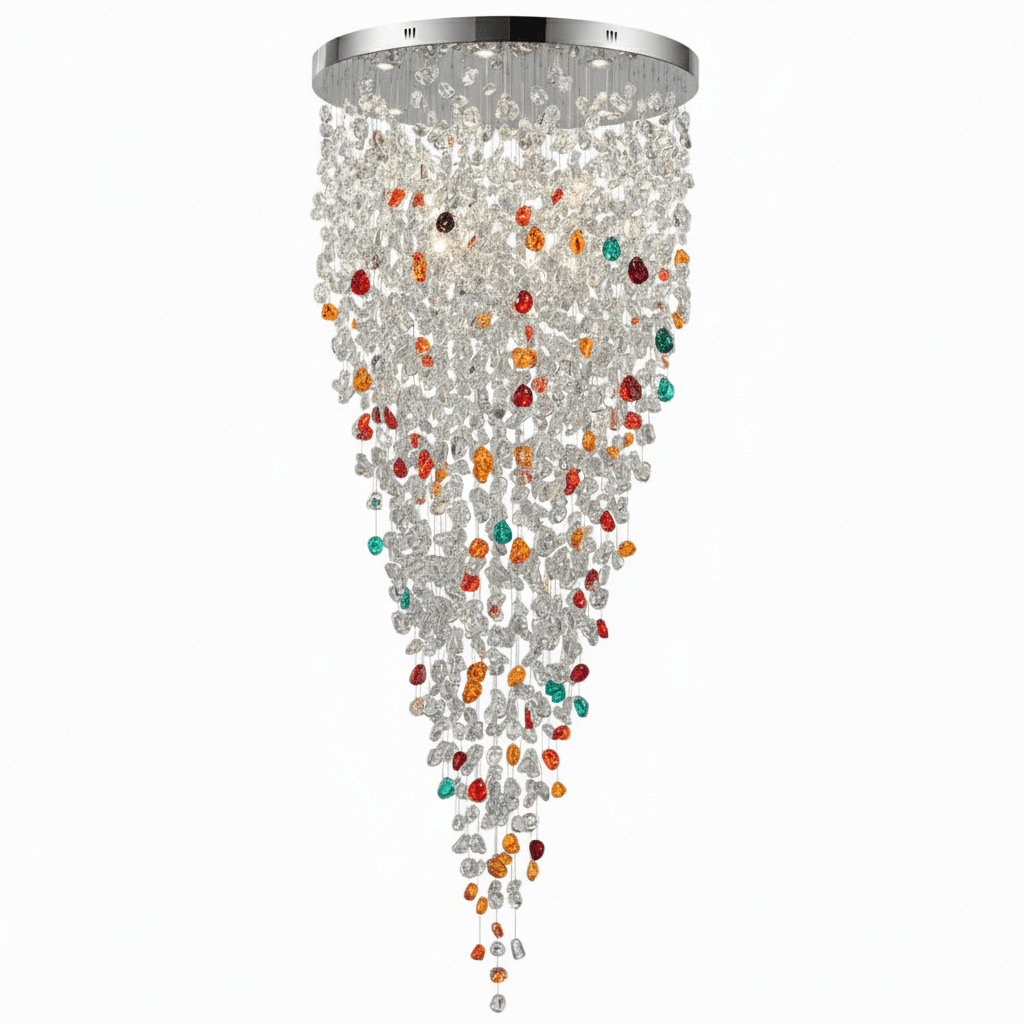 Polychrome Mineral Quartz Cascade Chandelier