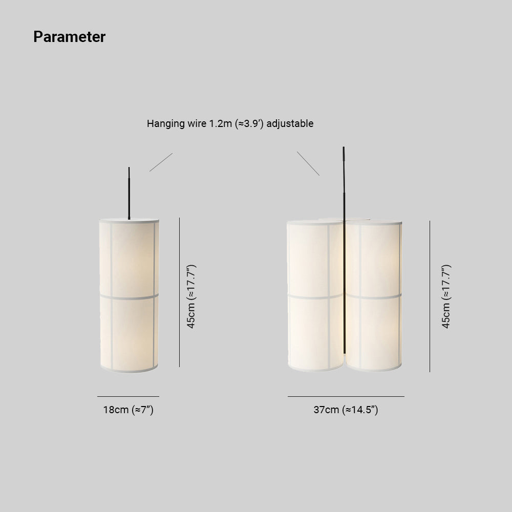 Ritta Cylinder Pendant Light, Lantern, Fabric, Japanese