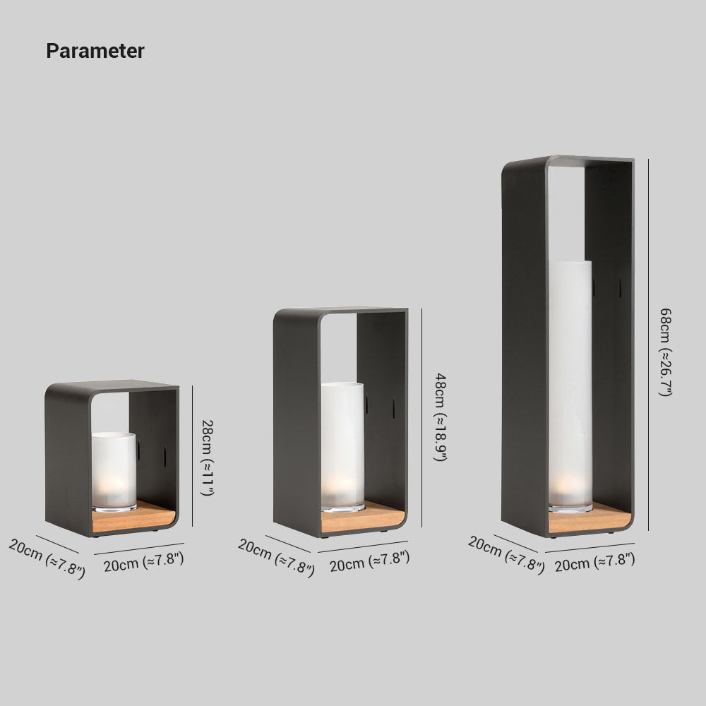 Ray Minimalist Metal Cuboid Candle Outdoor Floor Light