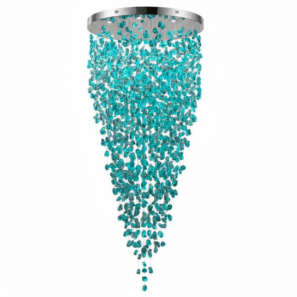 Polychrome Mineral Quartz Cascade Chandelier