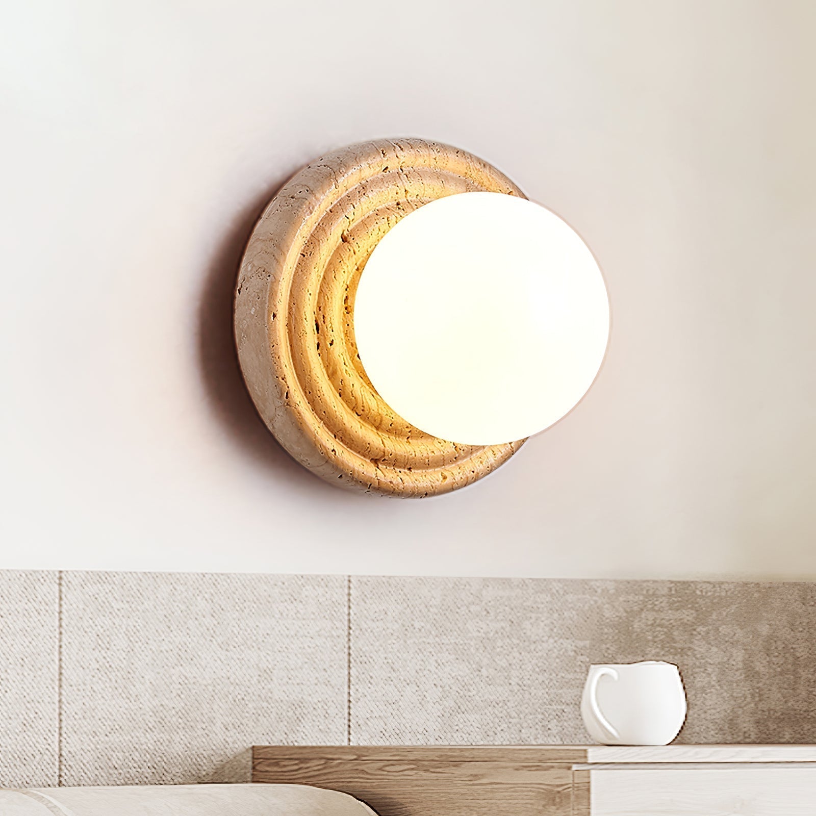 Valuella Travertine Globe Wall Lamp / Ceiling Light