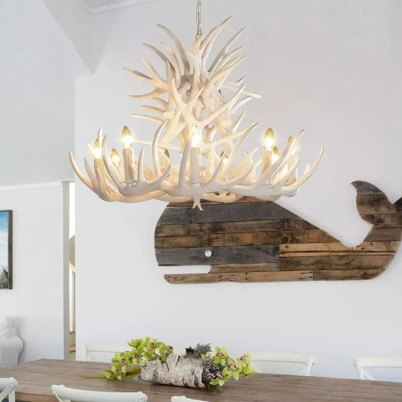 Silva Rustic Antler Resin Chandelier Dining Room