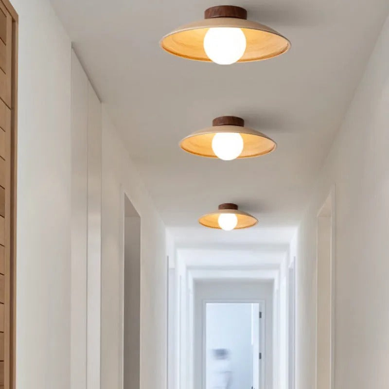 Muto Vintage Flush Mount Ceiling Light Wood Glass Bar Hotels