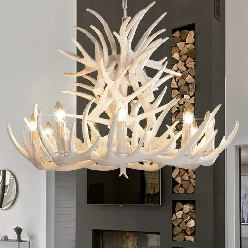 Silva Rustic Antler Resin Chandelier Dining Room