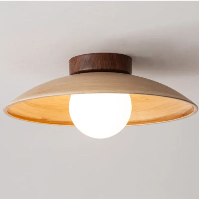 Muto Vintage Flush Mount Ceiling Light Wood Glass Bar Hotels