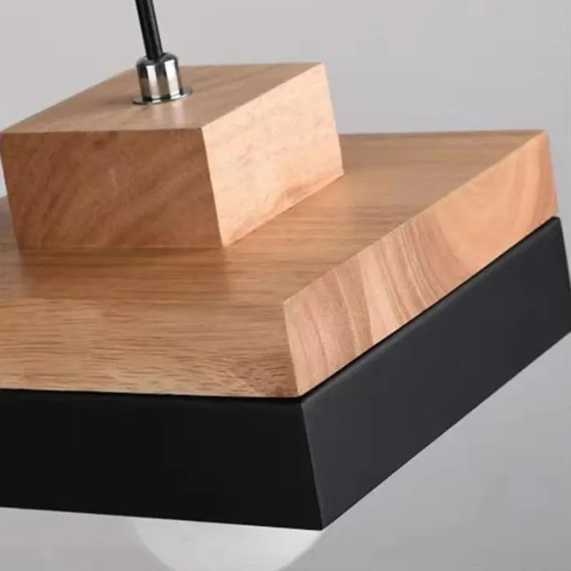 Valentina Modern Square Round Pendant Light Wood Living Room
