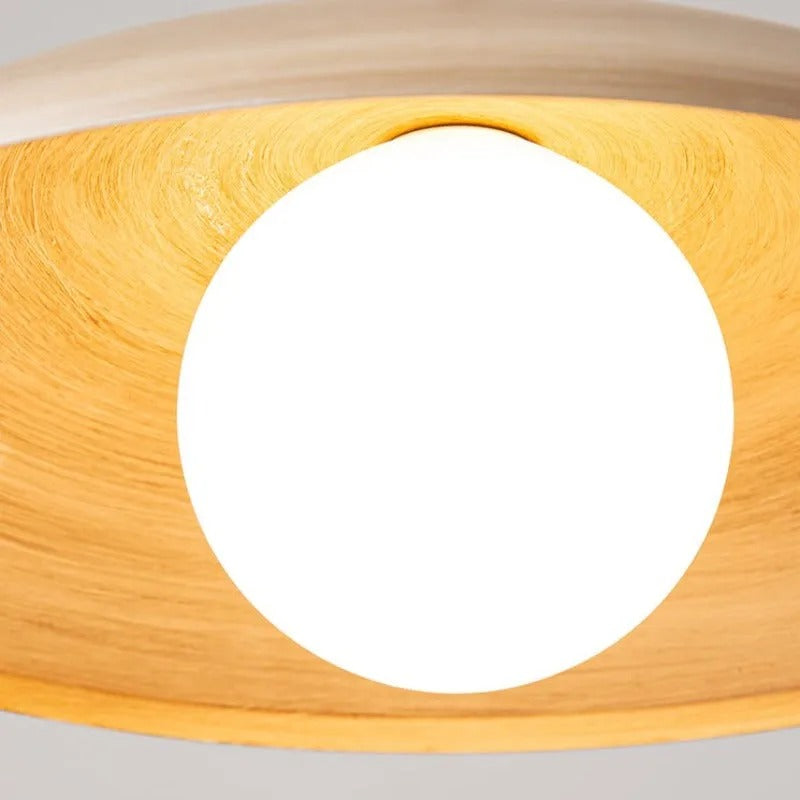 Muto Vintage Flush Mount Ceiling Light Wood Glass Bar Hotels